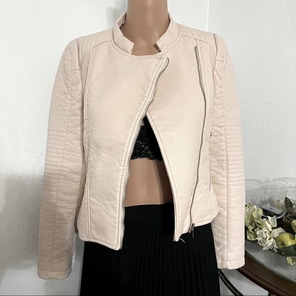 Forever 21 Pink Blush Faux Leather Moro Jacket SMALL - Picture 1 of 15